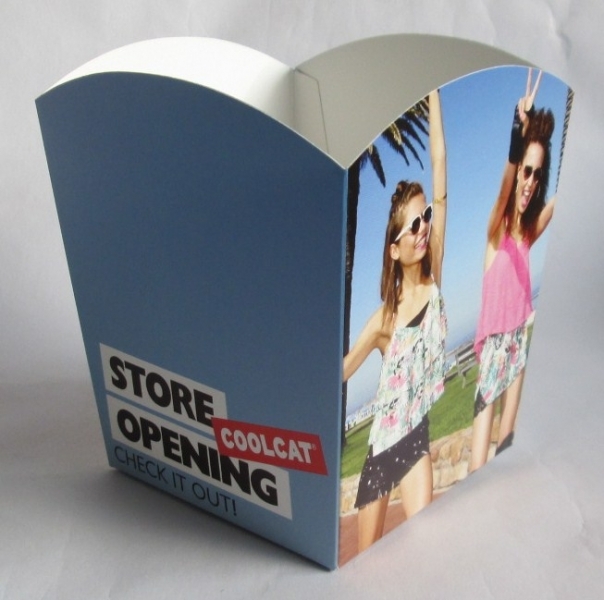 printed popcorn boxes medium store opening in full color pre-glued auto lock bottom with logo