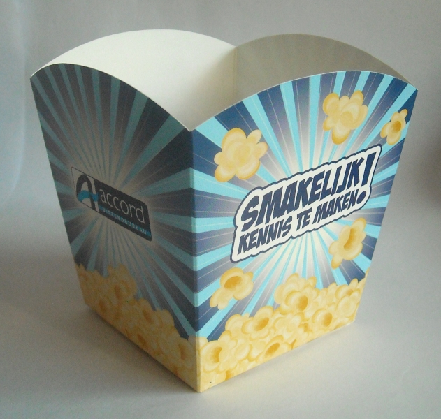 printed popcorn boxes medium in full color pre-glued auto lock bottom