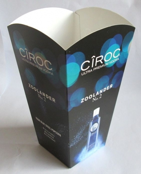printed popcorn box container medium in full color with bottle ciroc