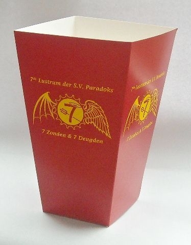 printed popcorn box large belgium printed with logo, red and yellow
